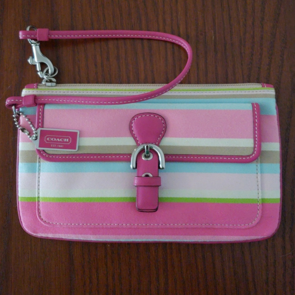 Coach Striped Wristlet